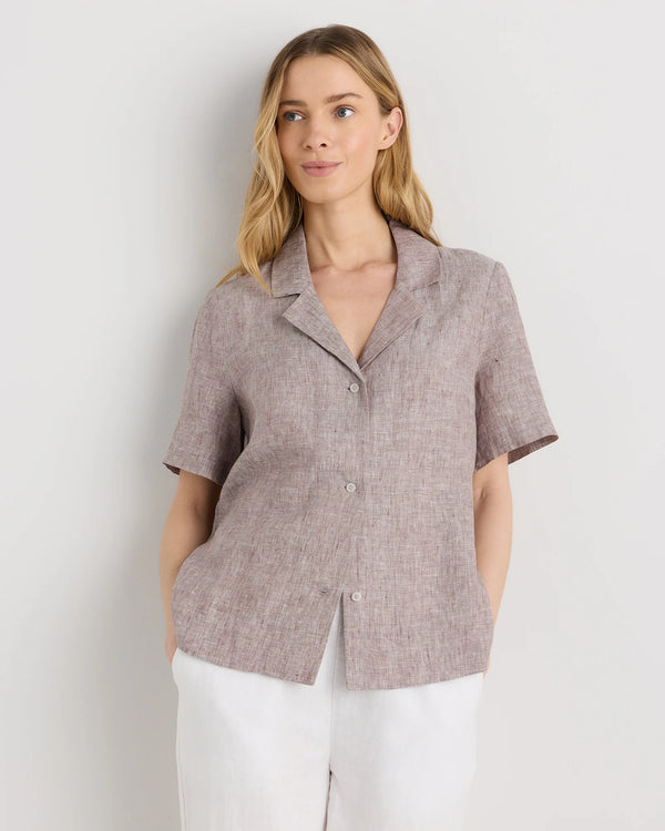 100% European Linen Short Sleeve Shirt - XS / Moonstone Blue