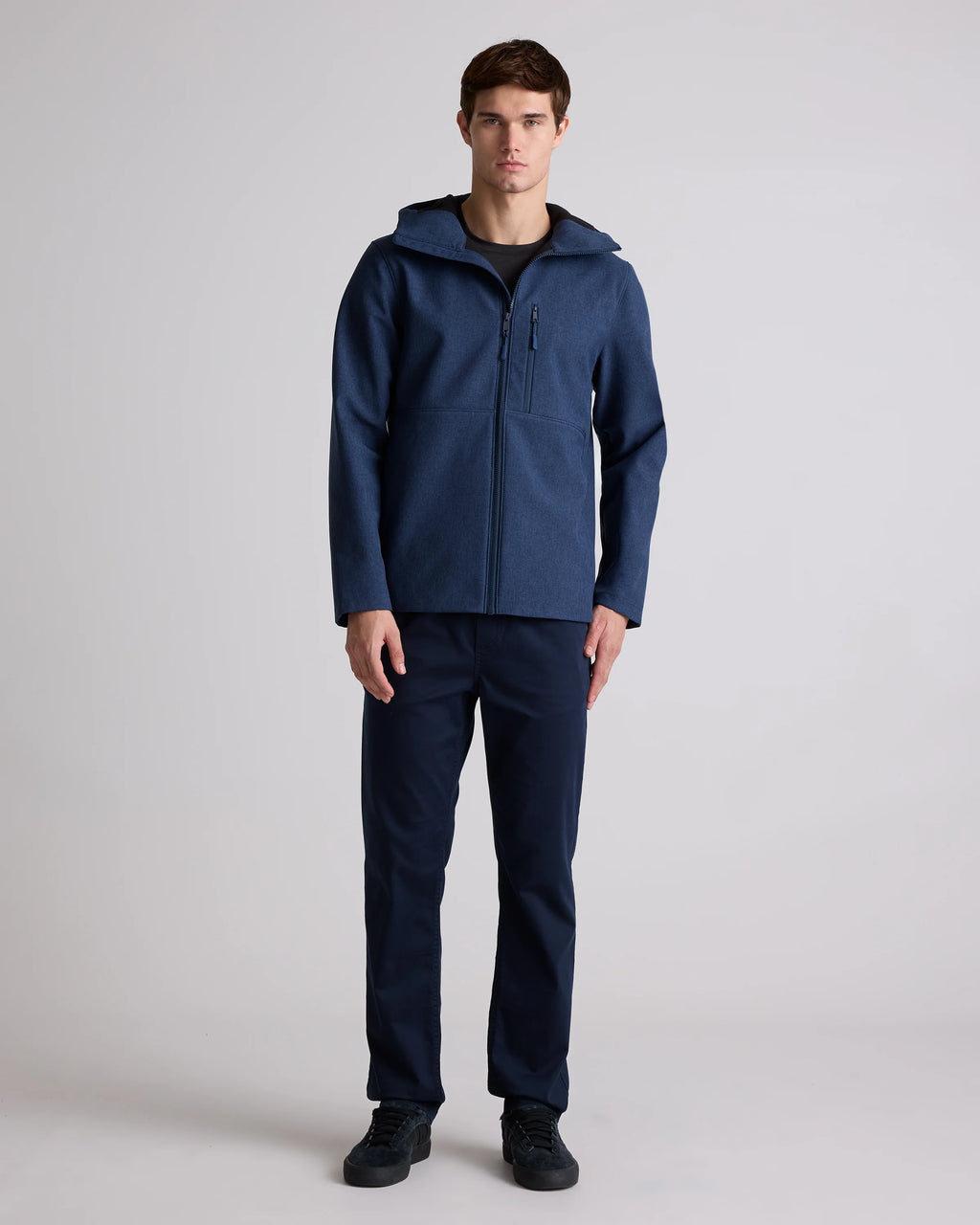 Softshell Fleece-Lined Full-Zip Hooded Jacket - XS / Heather Shady Charcoal