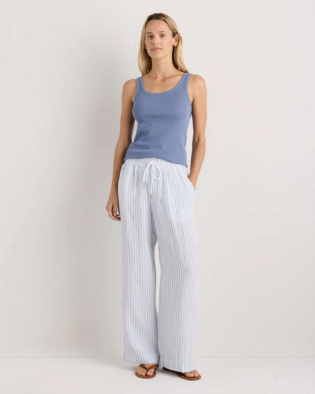 Organic Cotton Micro-Rib Scoop Neck Tank - XS / Moonstone Blue