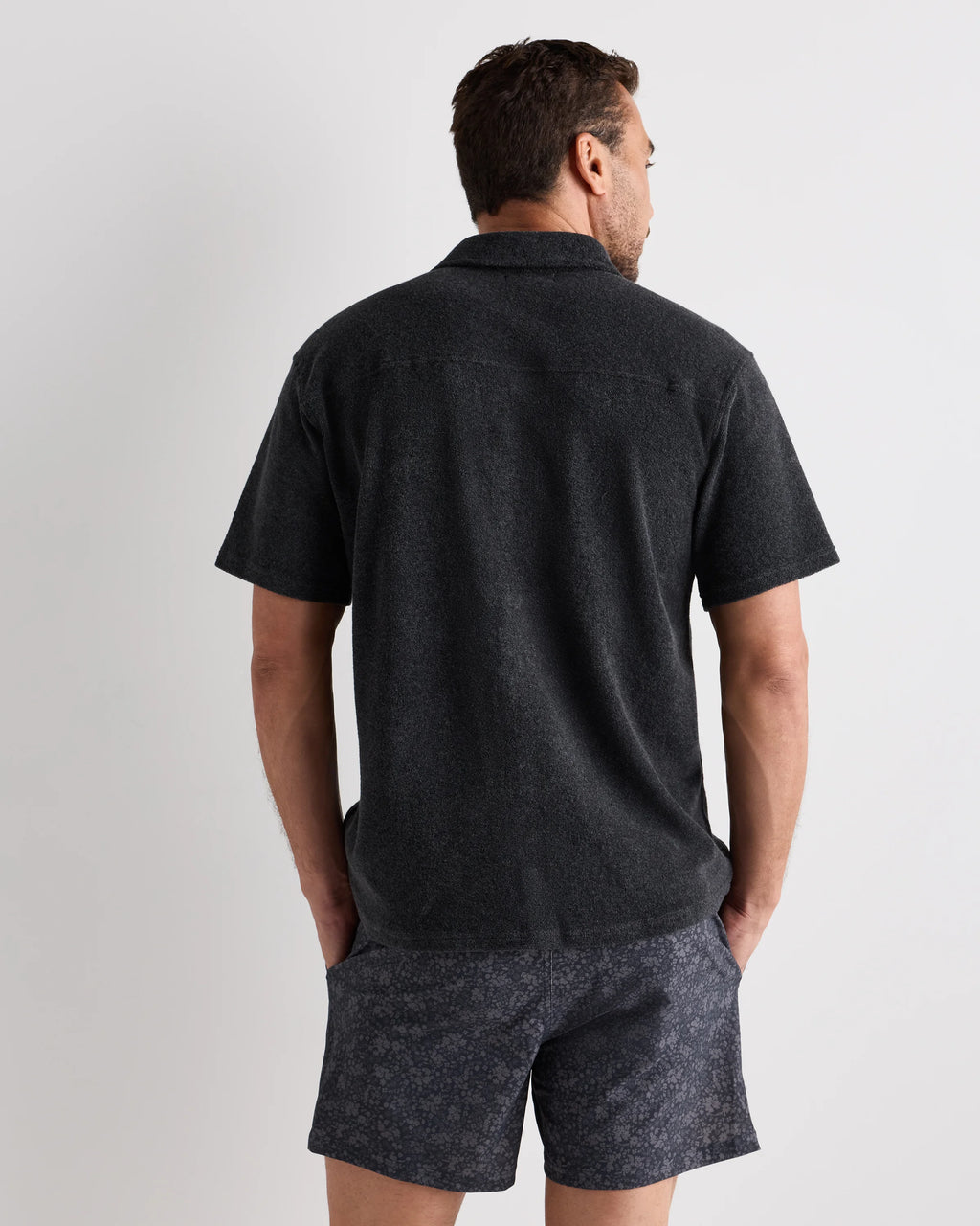 100% Organic Cotton Terry Towel Button Down Polo - S / Heather Charcoal