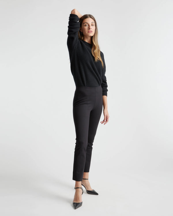 Ultra-Stretch Ponte Pintuck Ankle Pants - XS / Ecru