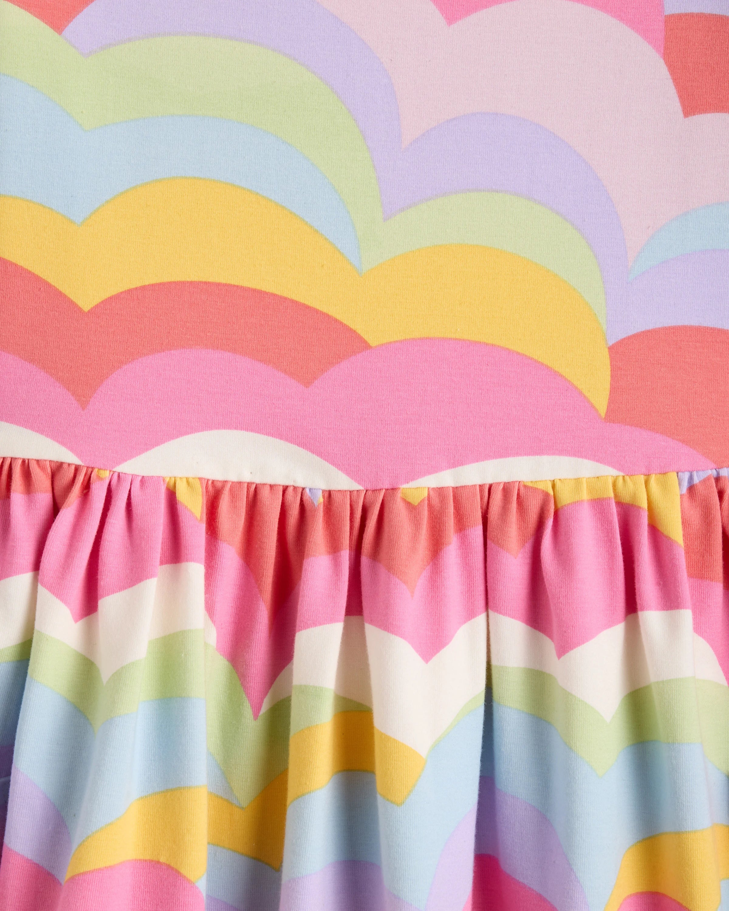 Organic Cotton Fit and Flare Pocket Dress - 6 / Cloud Rainbow Stripe Secondary image