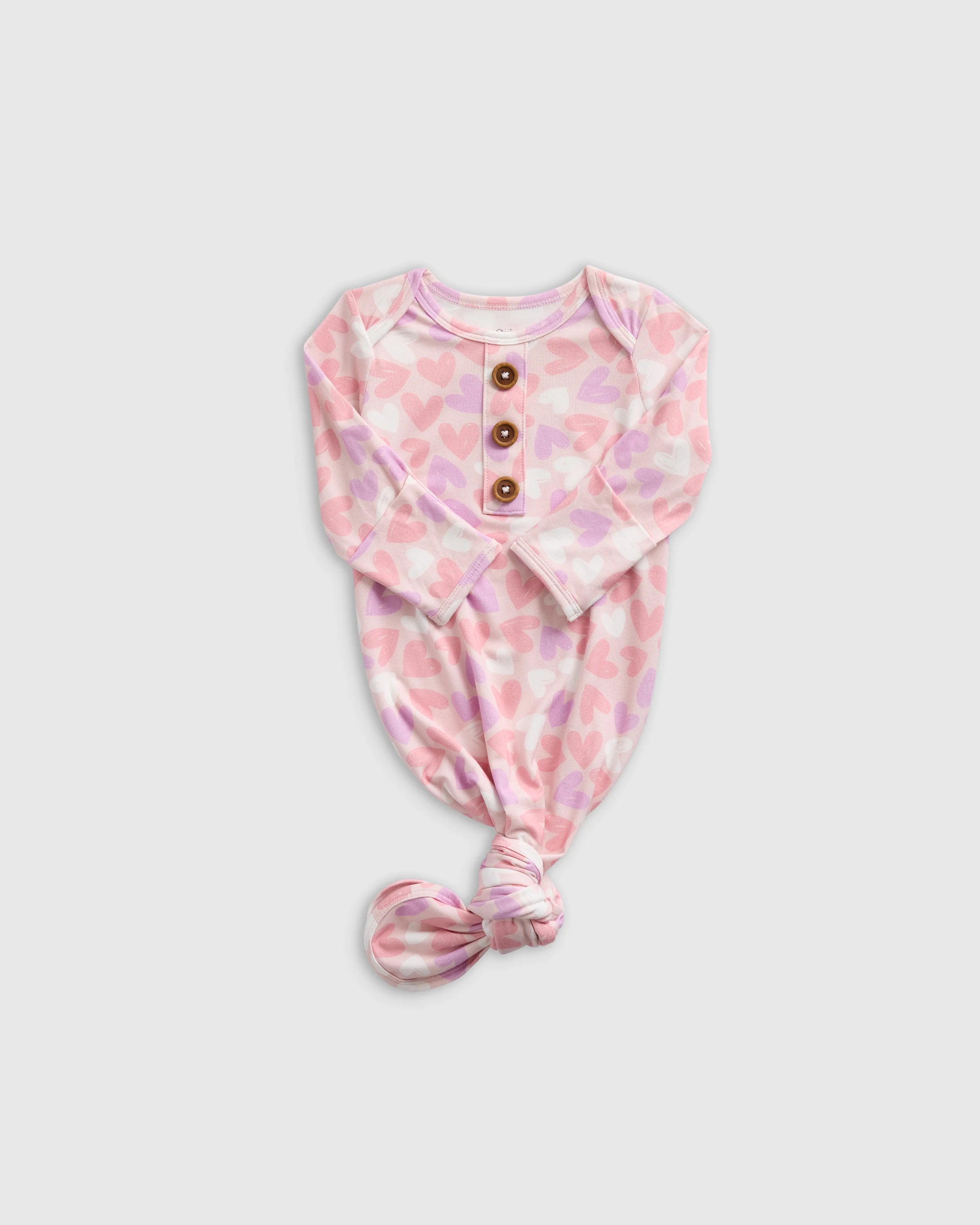 Bamboo Gown, Hat & Swaddle Layette Set - One Size / Lavender Hearts Secondary image