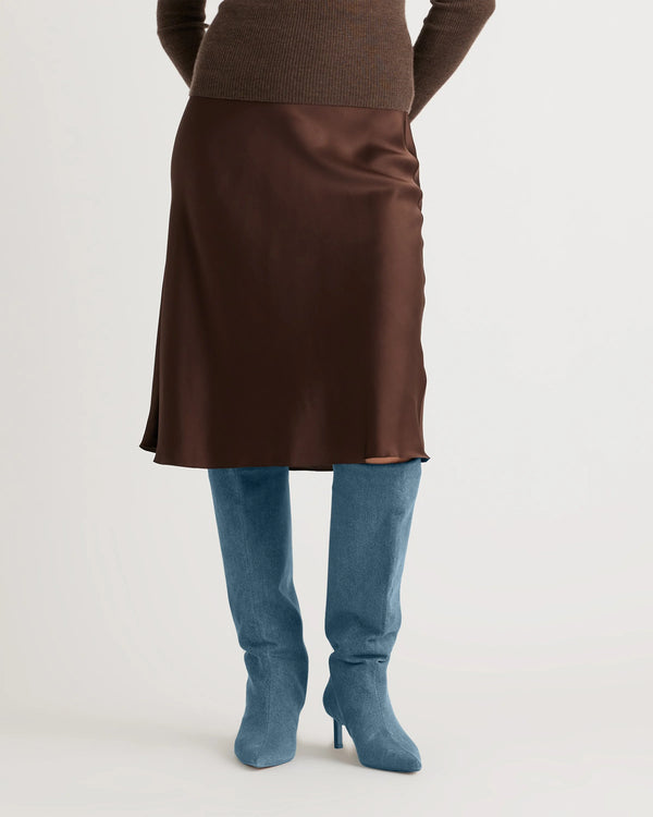 100% Washable Silk Skirt - XS / Champagne