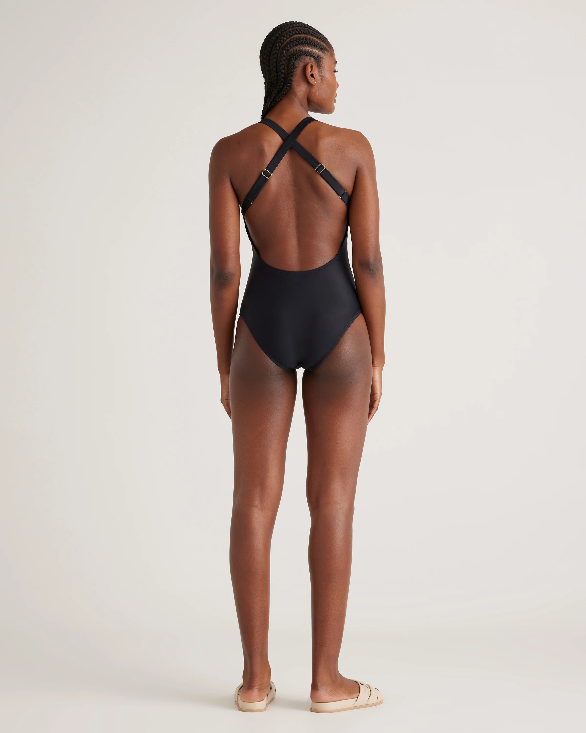 Italian Cross-Back One-Piece Swimsuit - XS / Black Secondary image