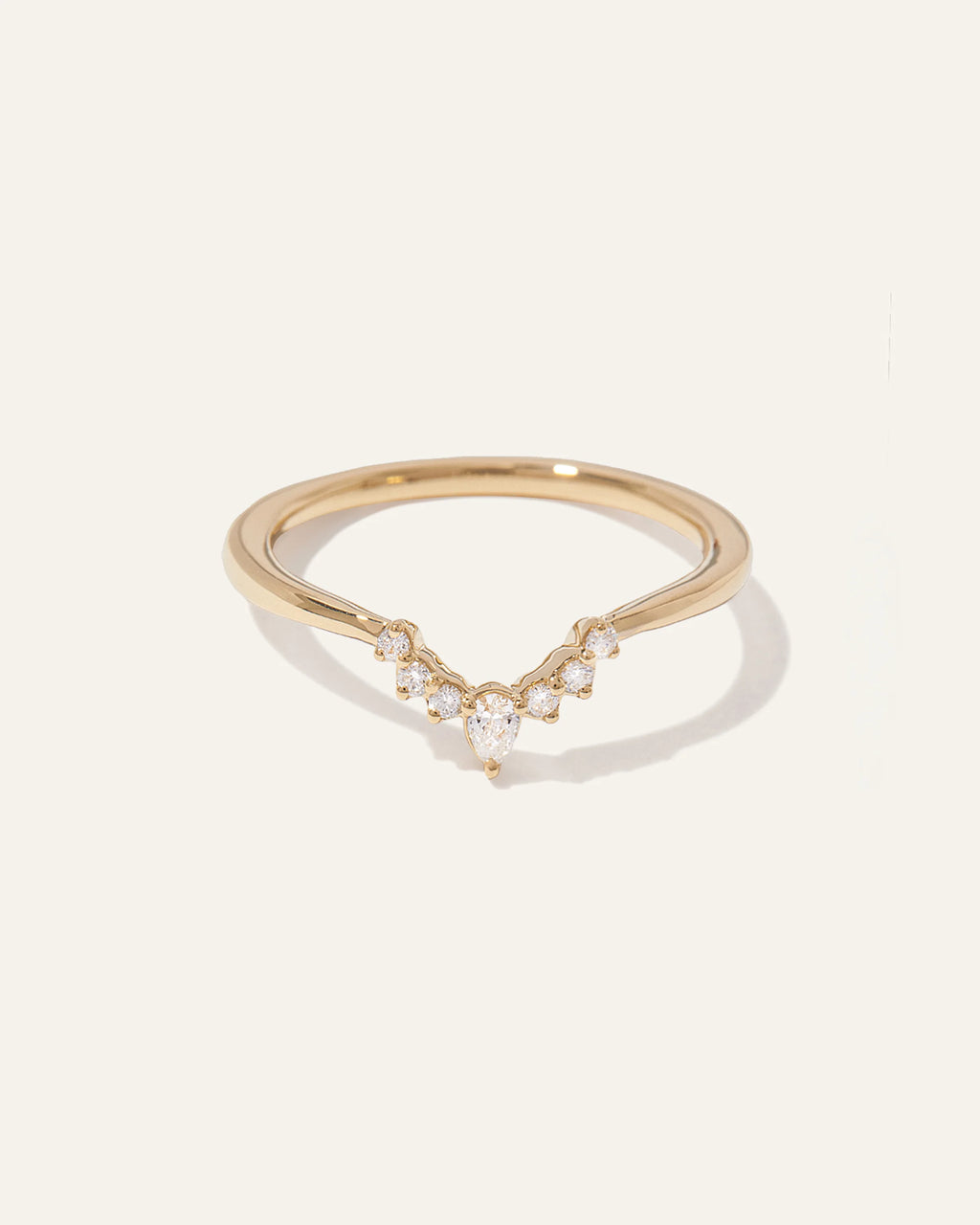 14K Gold Natural Diamond Pointed Tiara Band - 4 / Yellow Gold