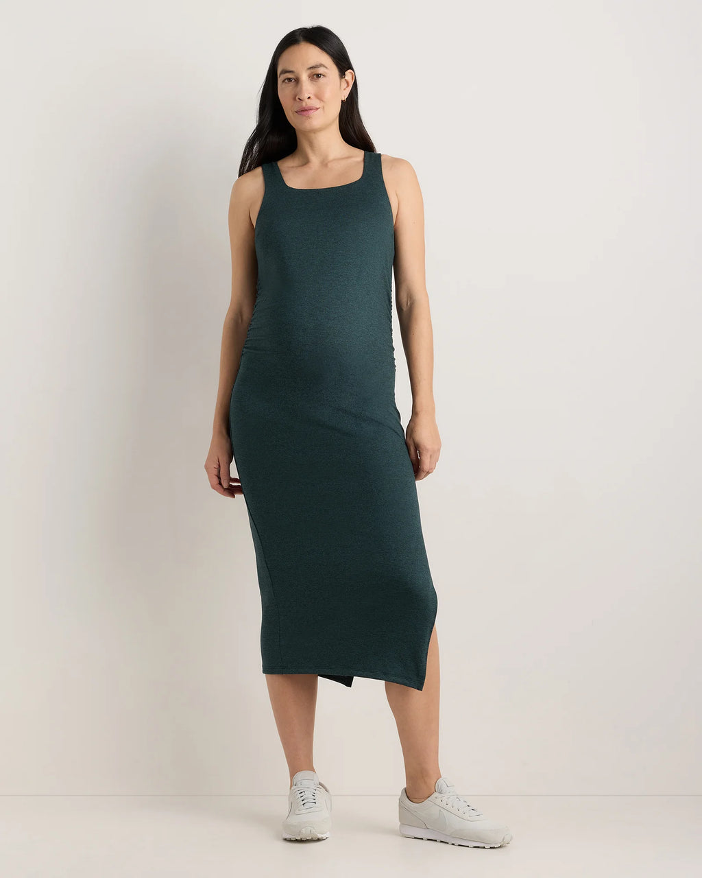 Ultra-Soft Maternity Midi Dress - XS / Heather Black