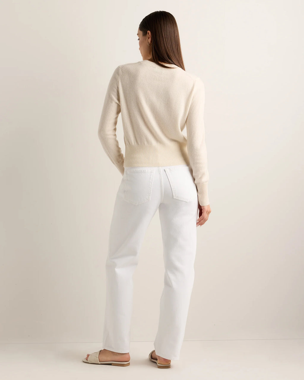 Mongolian Cashmere Shrunken Crewneck Sweater - XS / Ivory