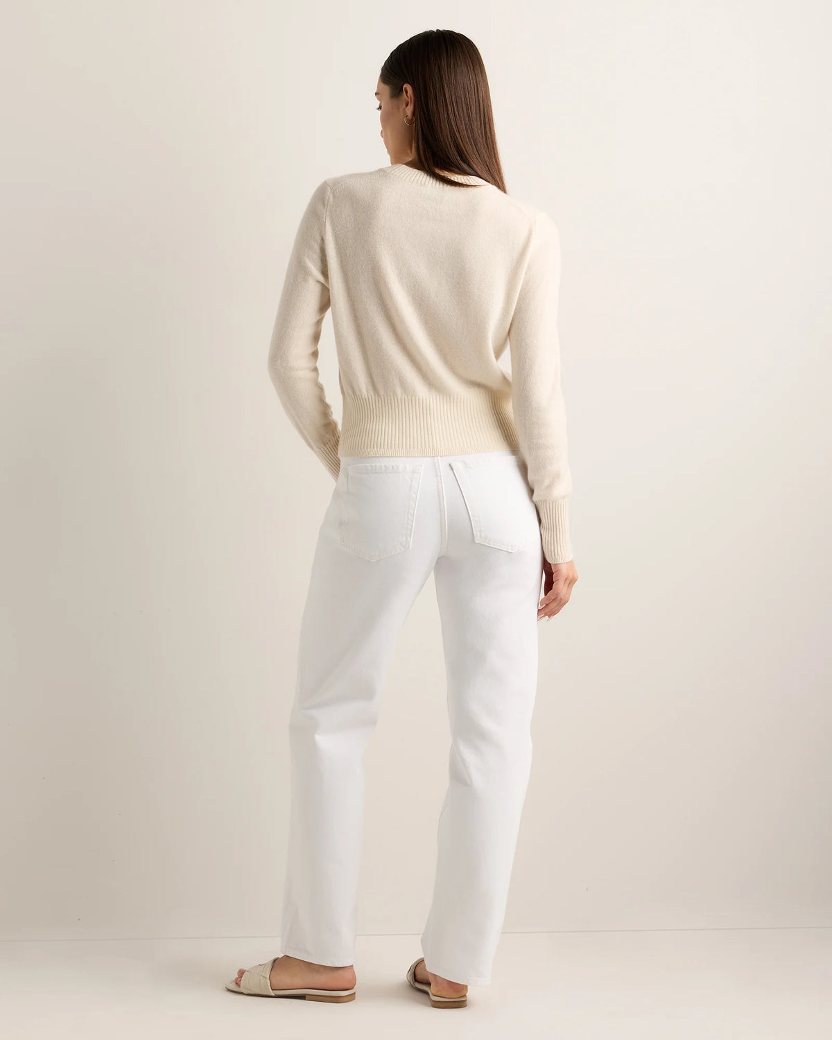 Mongolian Cashmere Shrunken Crewneck Sweater - XS / Ivory