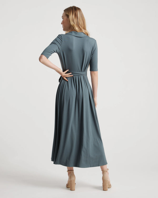 Tencel Jersey Midi Wrap Dress - XS / Brown