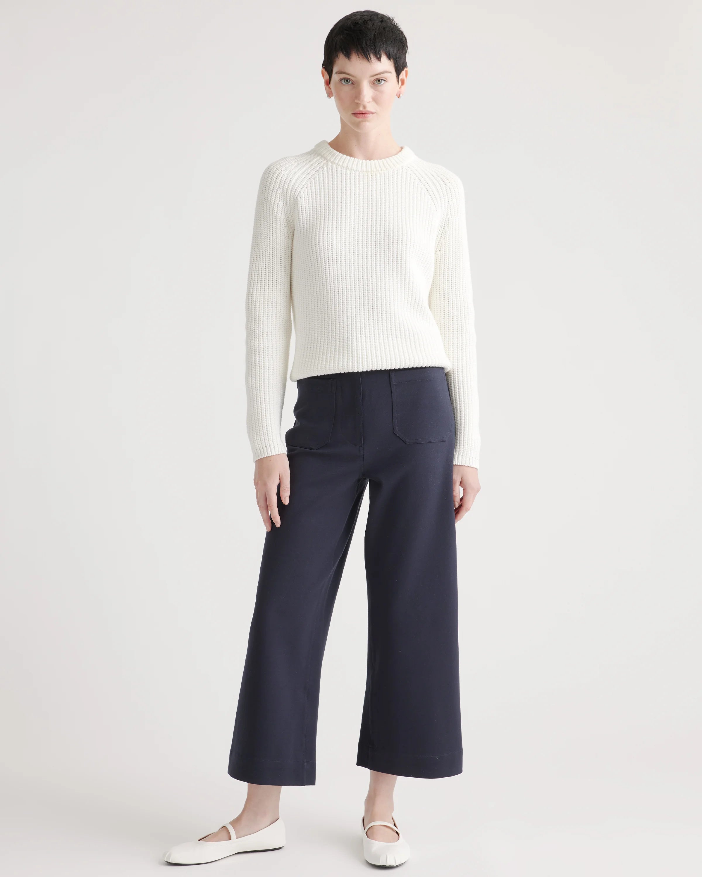 Ultra-Stretch Ponte Cropped Wide Leg Pant - 0 / Navy Secondary image