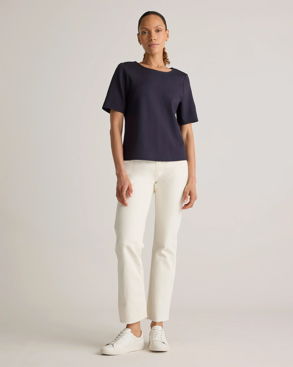 Ultra-Stretch Ponte Short Sleeve Top - XS / Black