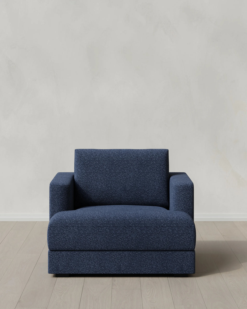 Sierra Curved Arm Accent Chair in Performance Boucle - One Size / Indigo