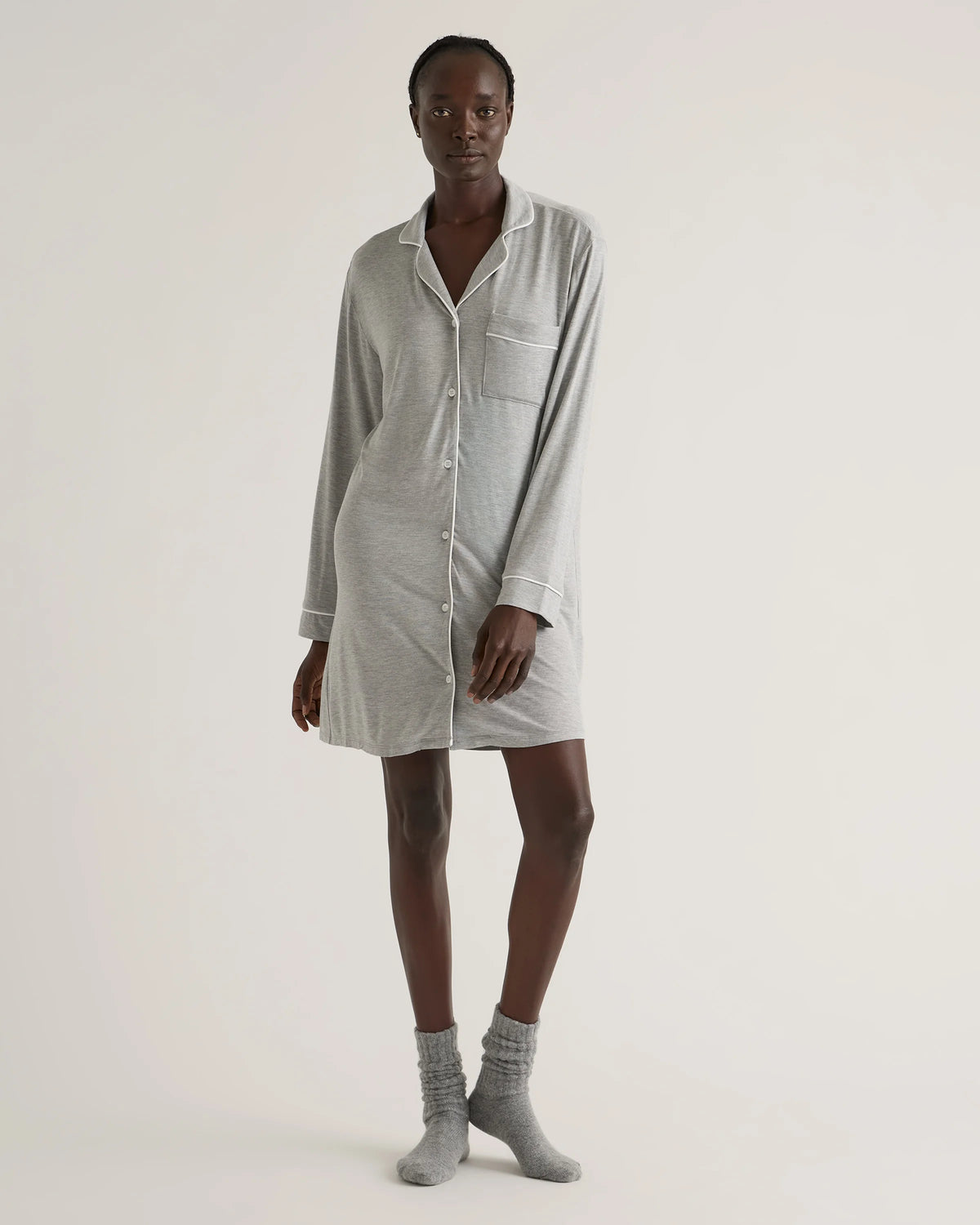 Bamboo Jersey Sleep Shirt - XS / Rhubarb