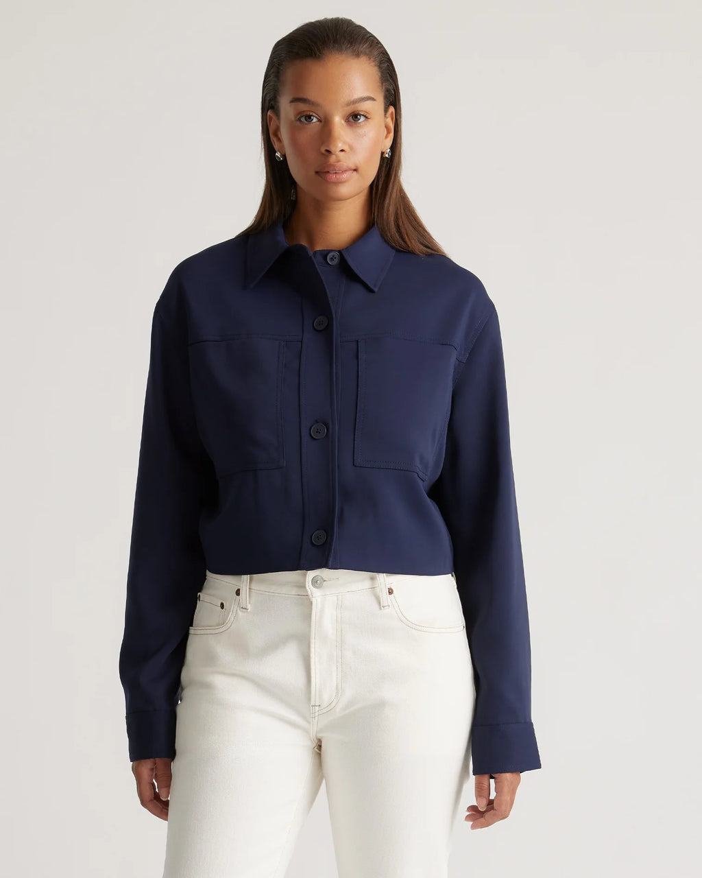 Stretch Crepe Cropped Jacket - XS / Morel