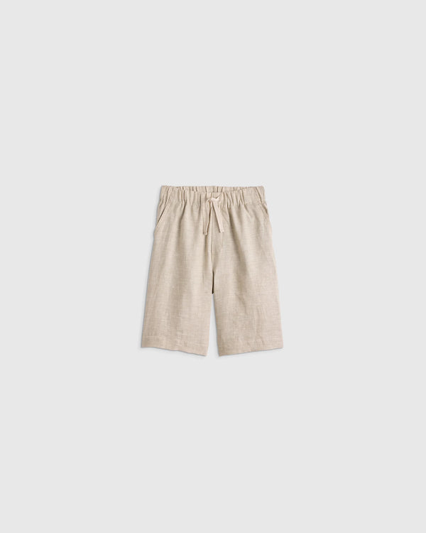 100% European Linen Pull-On Shorts - 2T / Blue Pinstripe