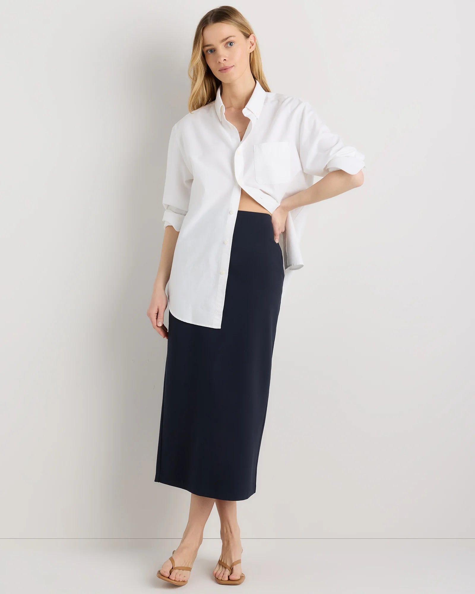 Ultra-Stretch Ponte Maxi Pencil Skirt - XS / Navy Secondary image