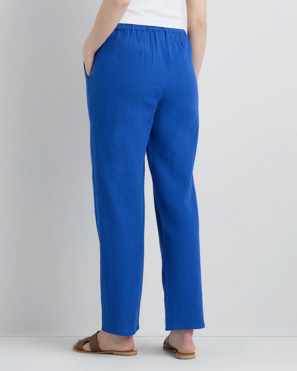 100% Organic Cotton Gauze Straight Leg Pants - XS / Spiced Orange