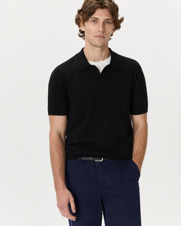 100% Mongolian Cashmere Johnny Collar Polo Sweater - S / Oatmeal