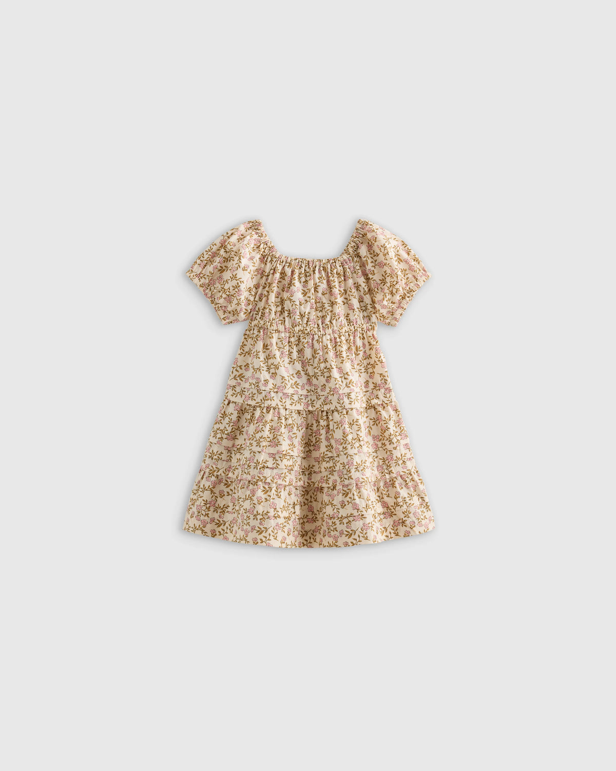 100% Organic Cotton Poplin Tiered Dress - 3-6M / Peach Floral Main image