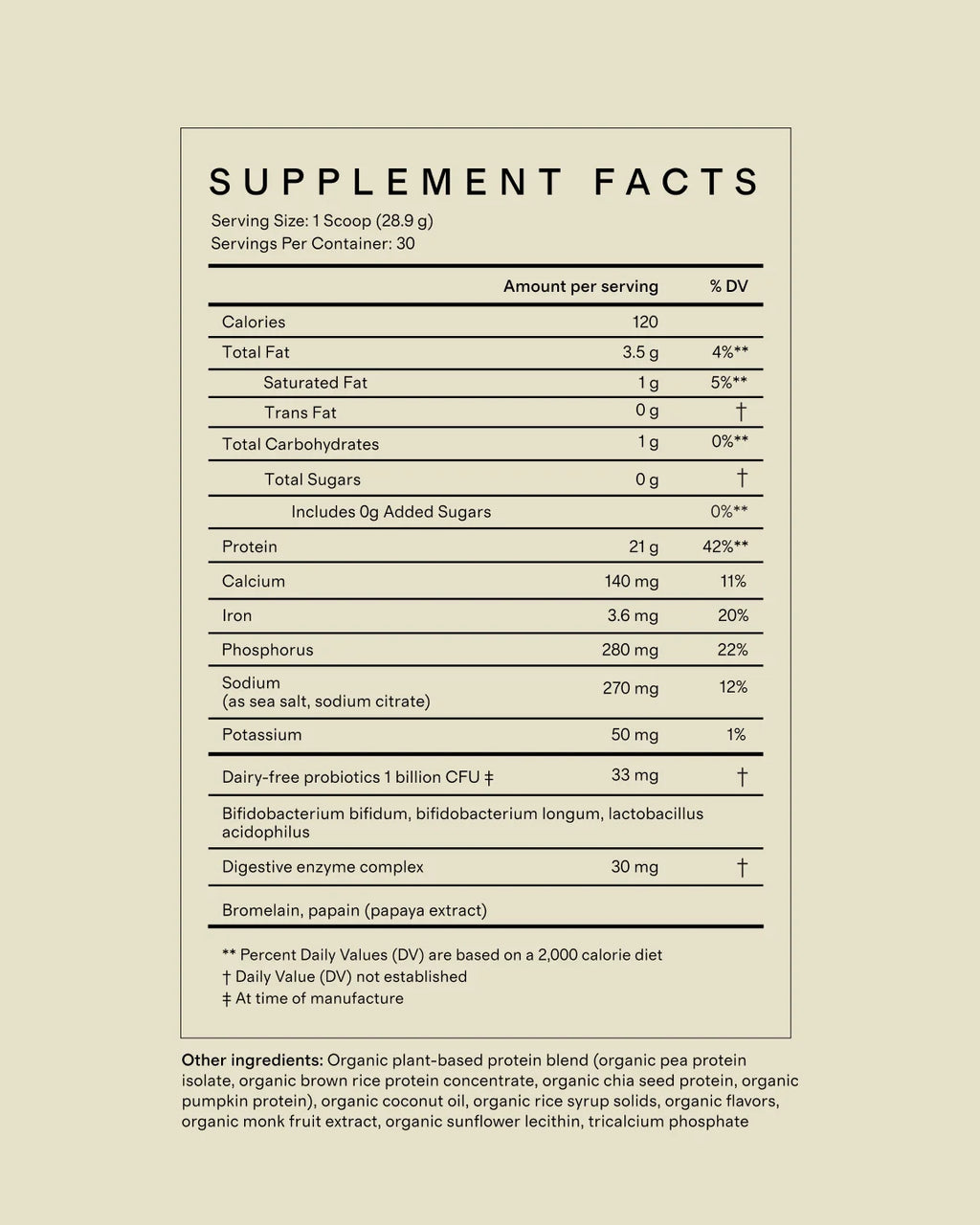 Certified Organic Plant Protein - One Size / Vanilla Bean