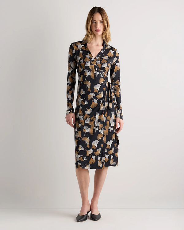 100% Silk Jersey Midi Wrap Dress - XS / Crimson Prism