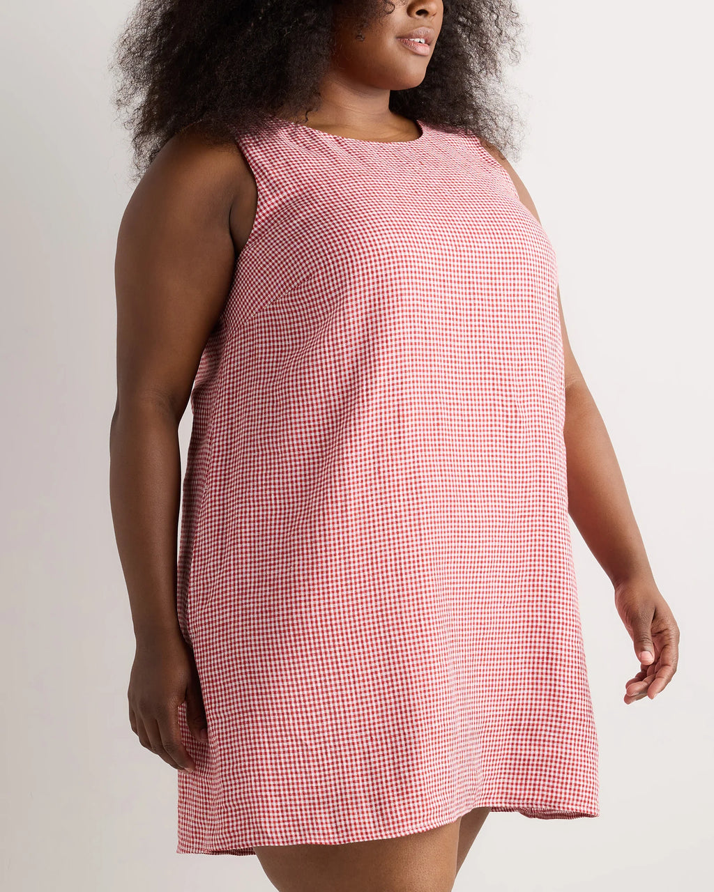 100% European Linen Tank Mini Dress - 1X / Black