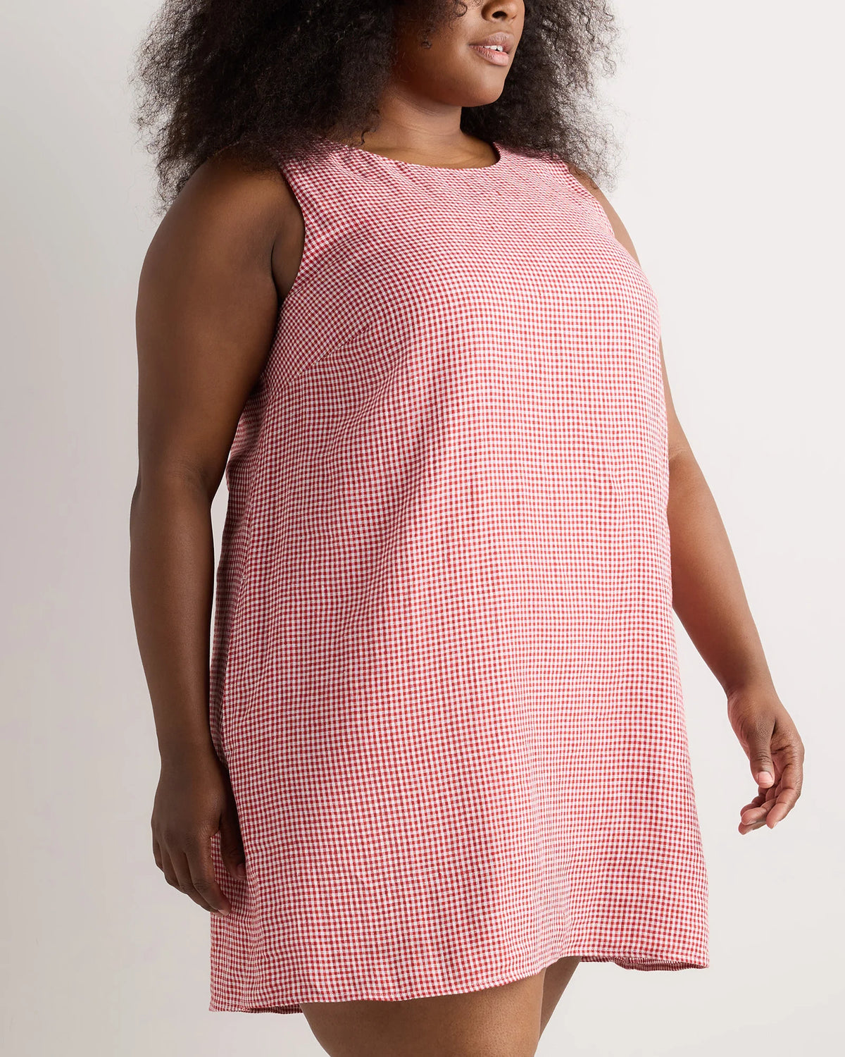 100% European Linen Tank Mini Dress - 1X / Black