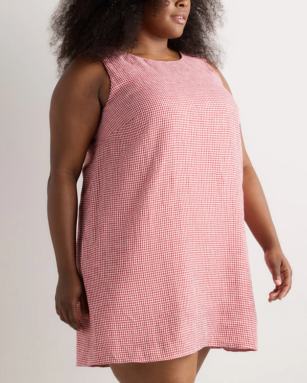 100% European Linen Tank Mini Dress - 1X / Black