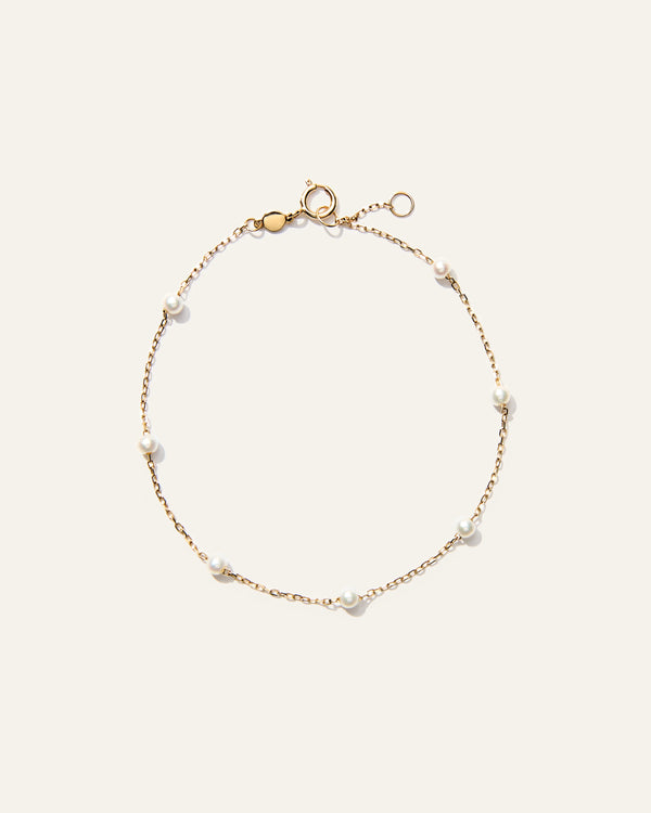 14K Gold Gemstone Station Stackable Bracelet - 6.5" / Yellow Gold