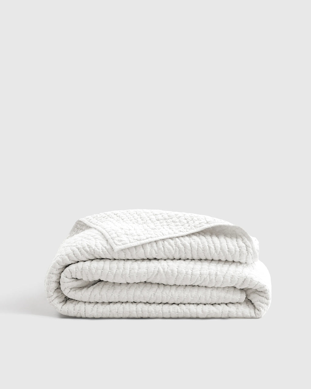 European Linen Cotton Stitch Quilt - Twin / Stone