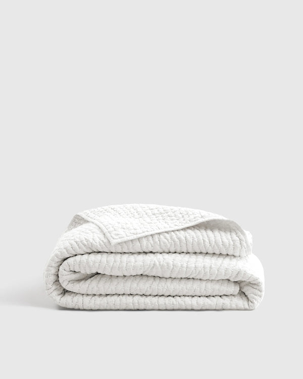 European Linen Cotton Stitch Quilt - Twin / Stone