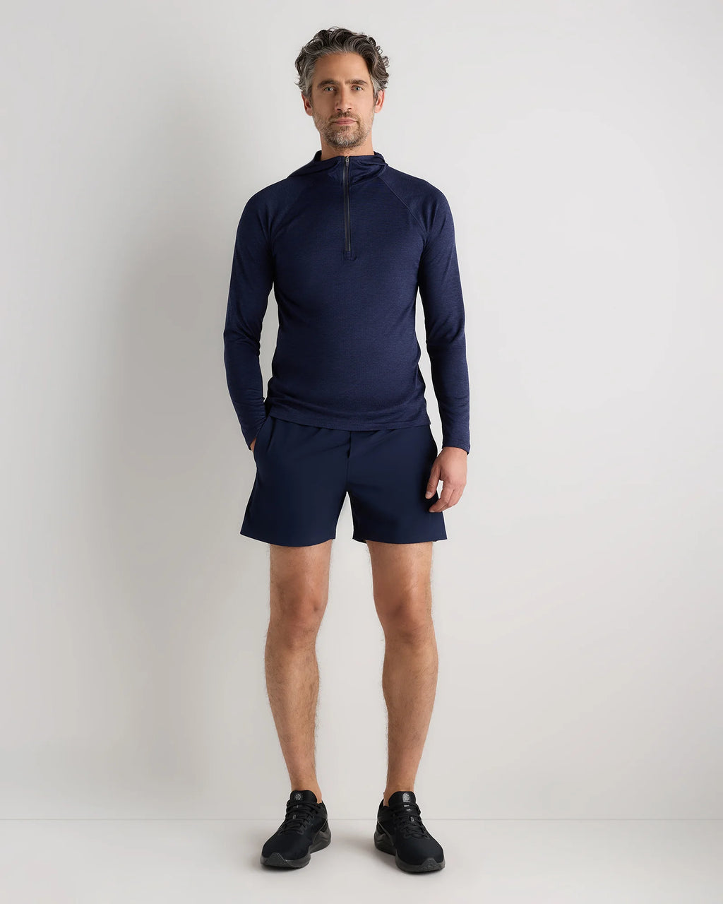 Mesh Performance Training Quarter Zip Hoodie - S / Heather Grey