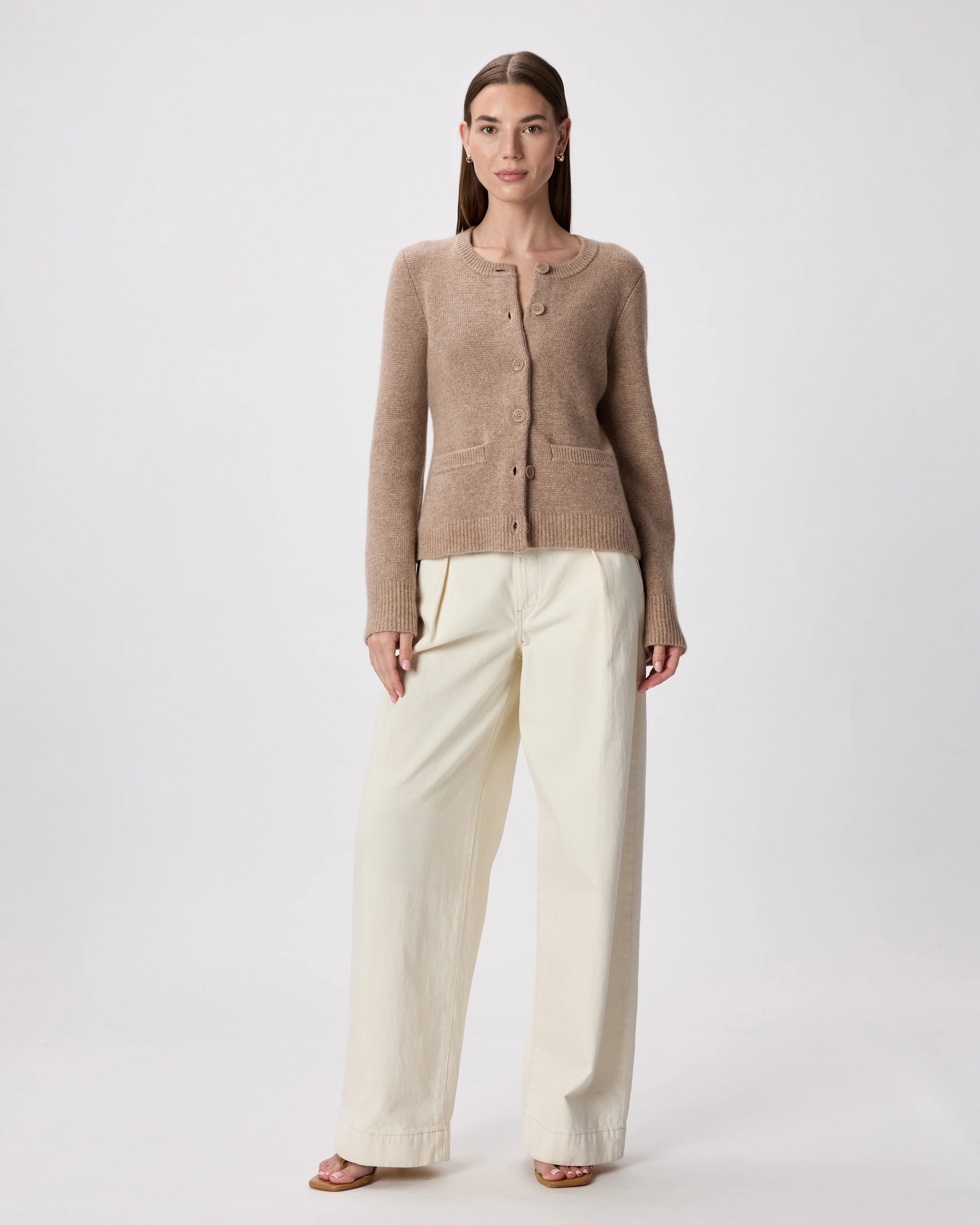Mongolian Cashmere Structured Cardigan - XS / Oatmeal Secondary image