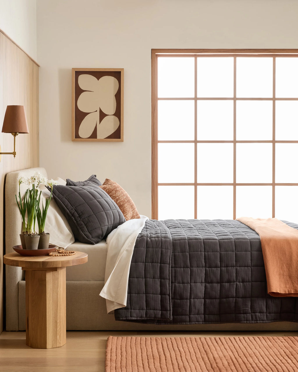 Organic Cotton Gauze Box Quilt Set - Twin / Mineral