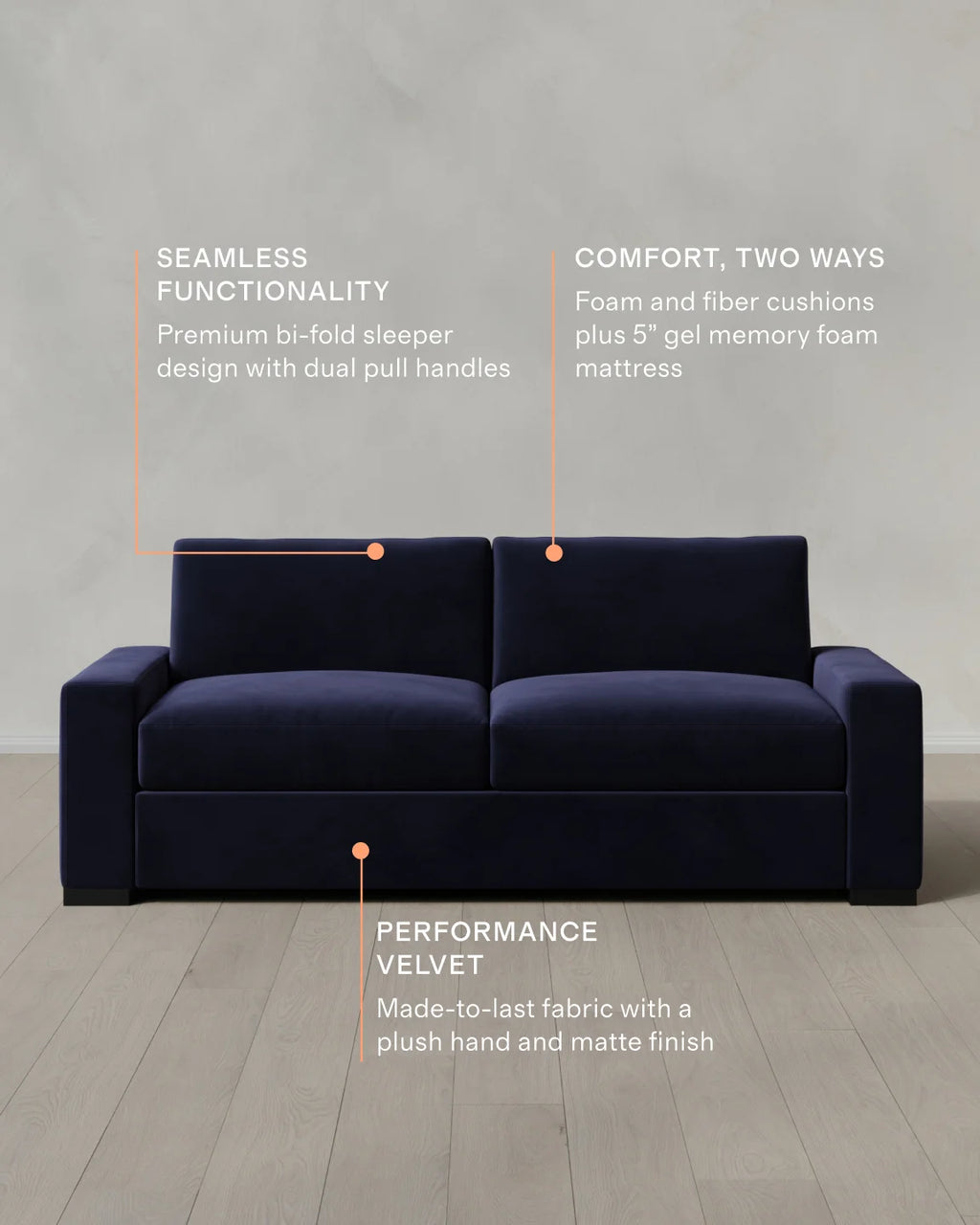 Stillman Sleeper Sofa in Performance Velvet - Queen / Java