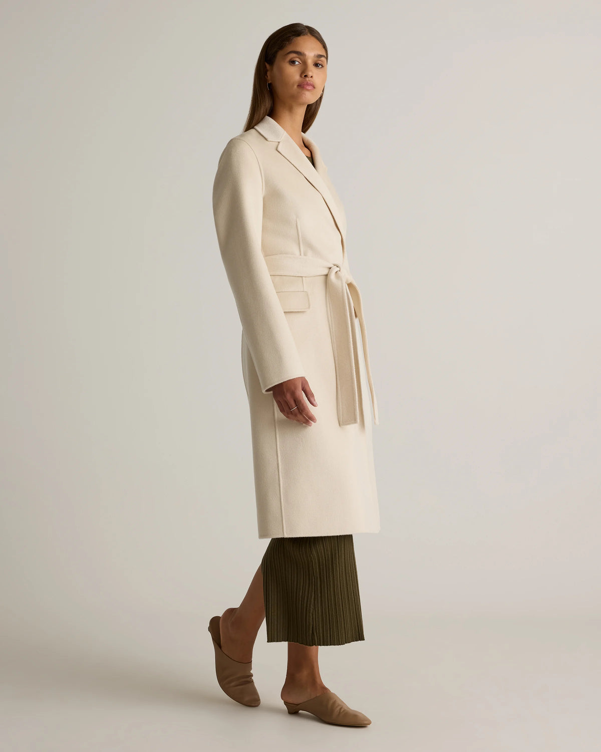 100% Mongolian Cashmere Double-Faced Wrap Coat - XS / Camel