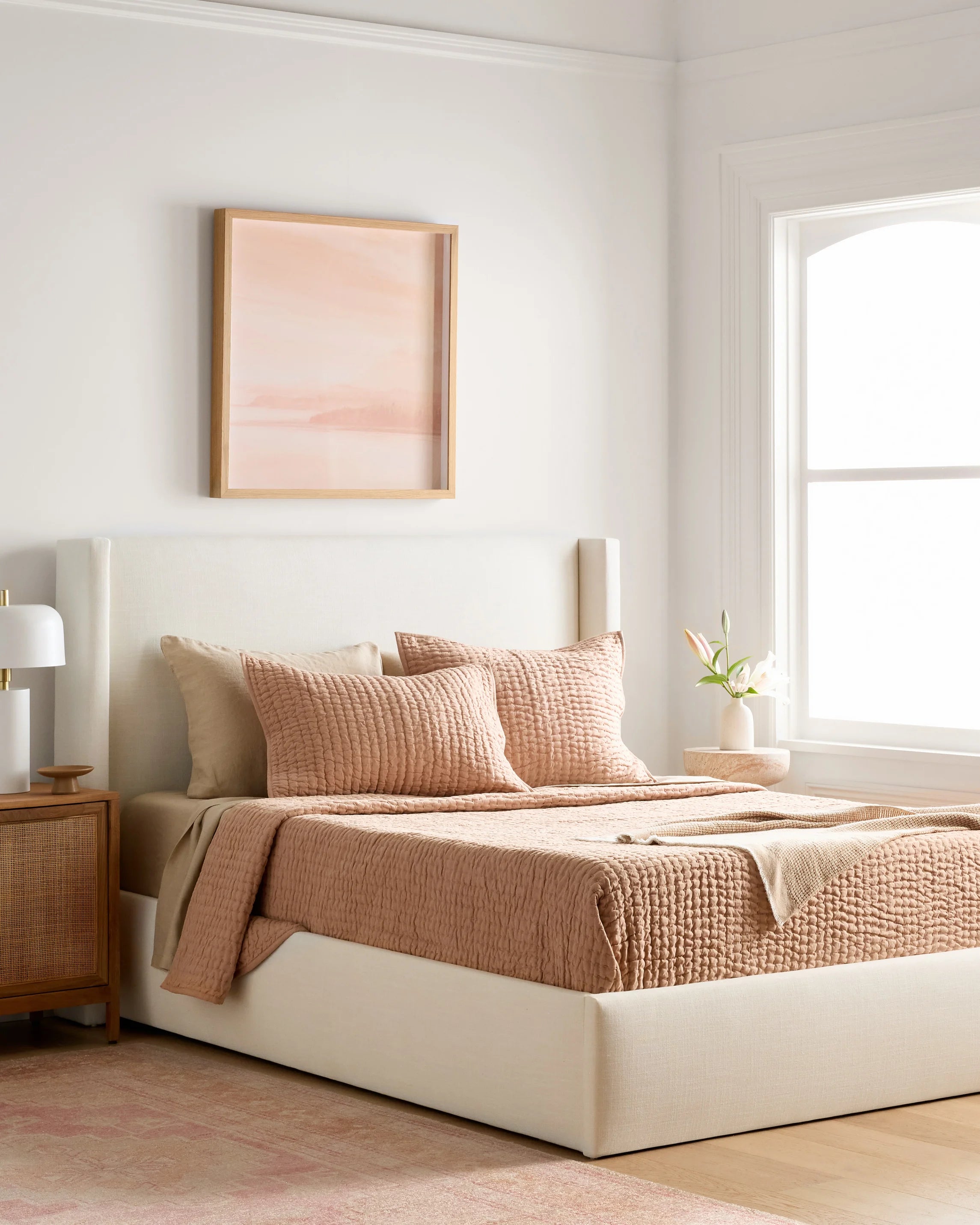 Wingback Bed in Performance Linen Blend - Full / Ivory Secondary image