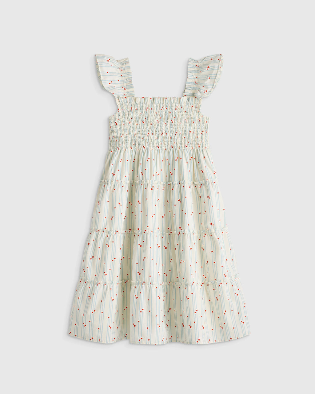 100% Organic Cotton Poplin Smocked Dress - 6 / Apricot Ditsy Floral