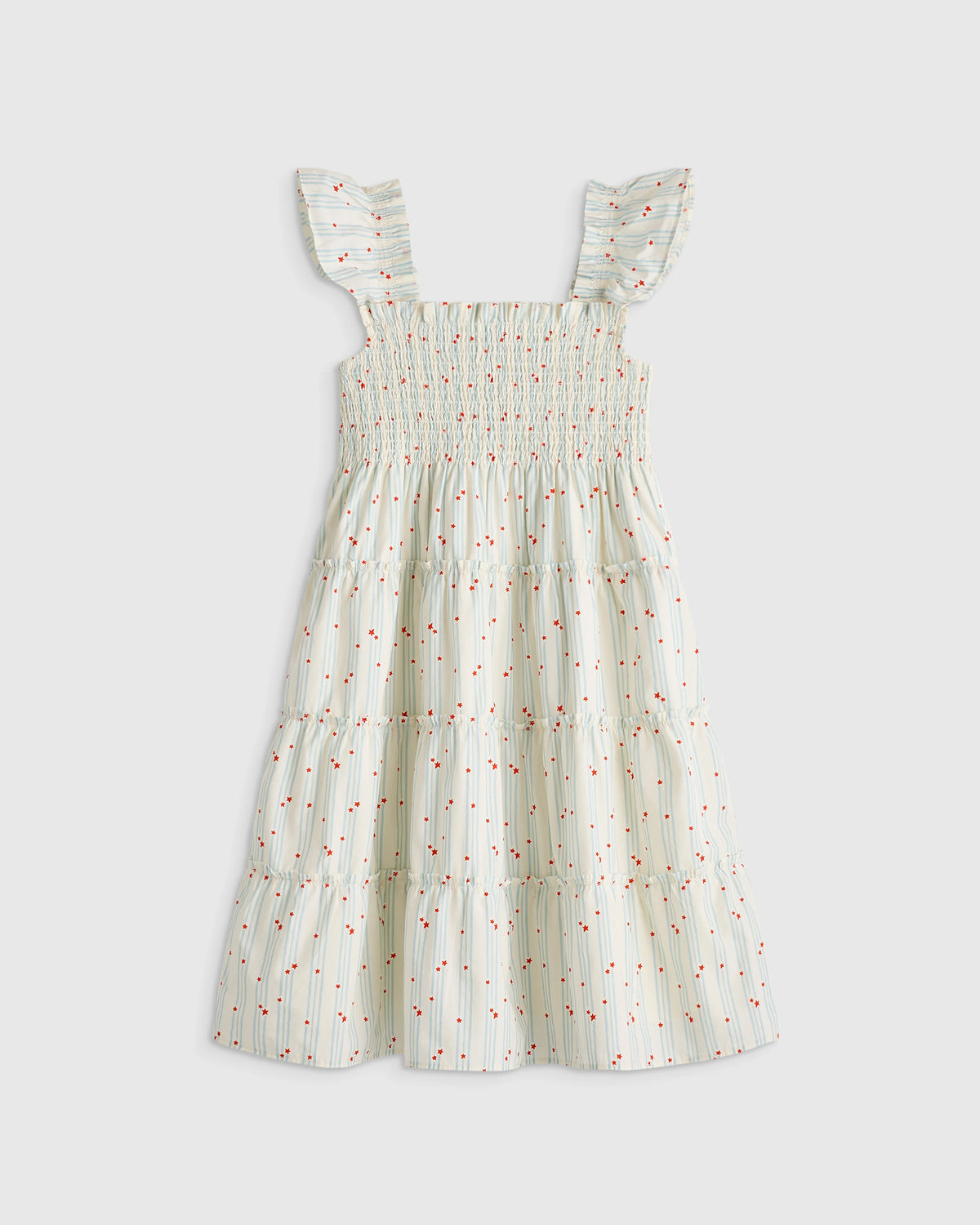 100% Organic Cotton Poplin Smocked Dress - 6 / Apricot Ditsy Floral