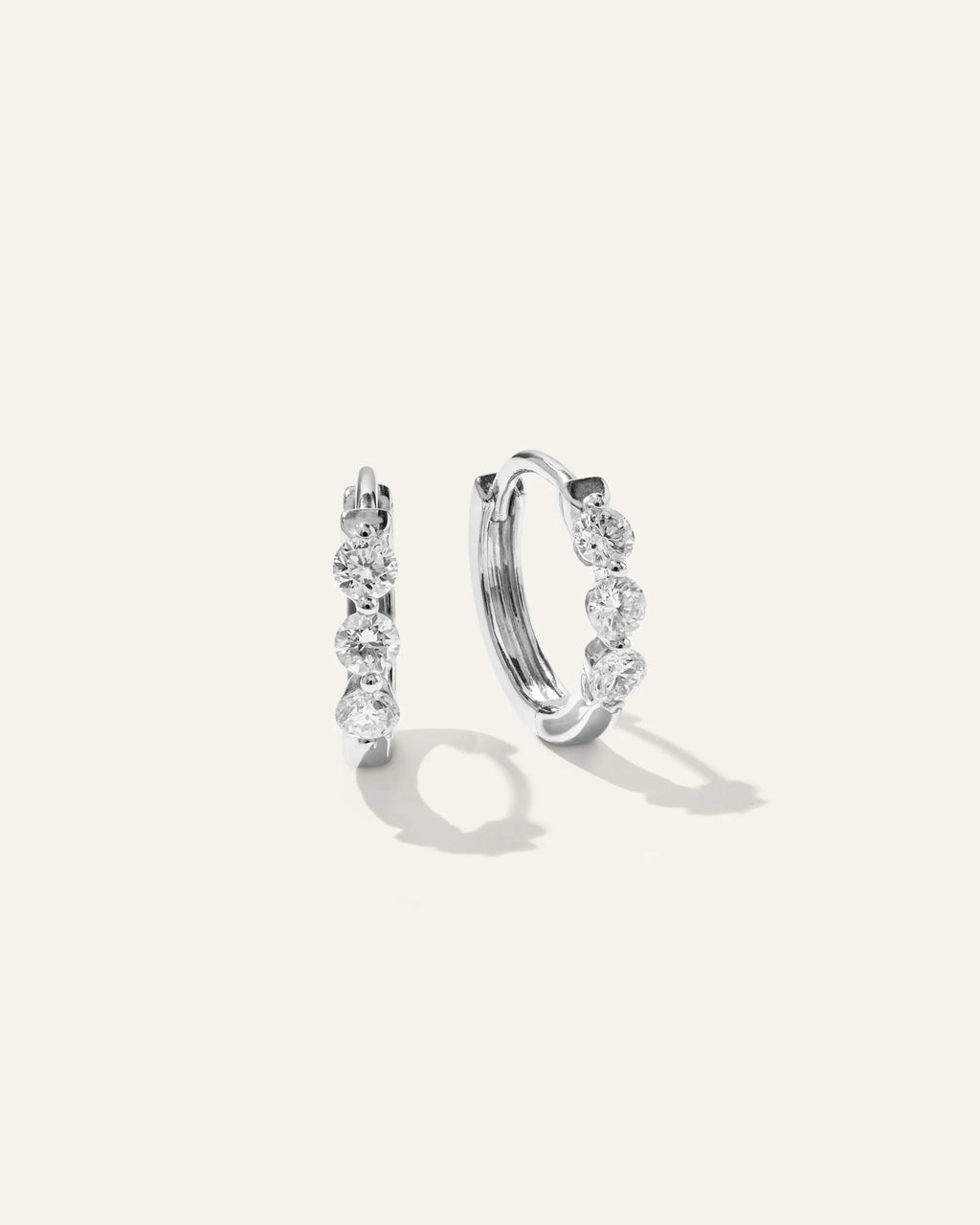 14K Gold Lab Grown Diamond Shared Prong Huggie - One Size / Yellow Gold