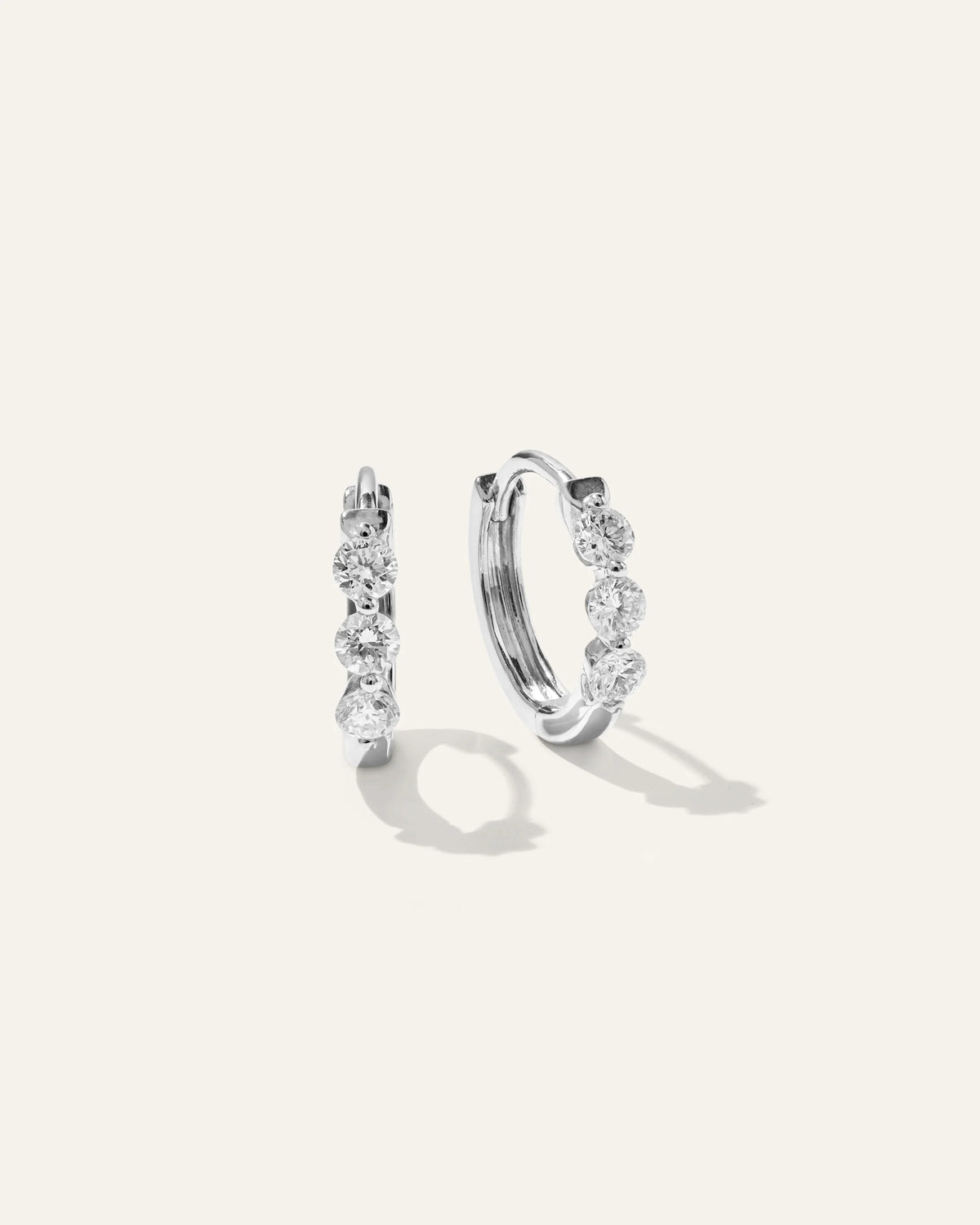 14K Gold Lab Grown Diamond Shared Prong Huggie - One Size / Yellow Gold