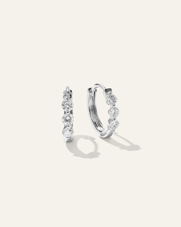 14K Gold Lab Grown Diamond Shared Prong Huggie - One Size / Yellow Gold