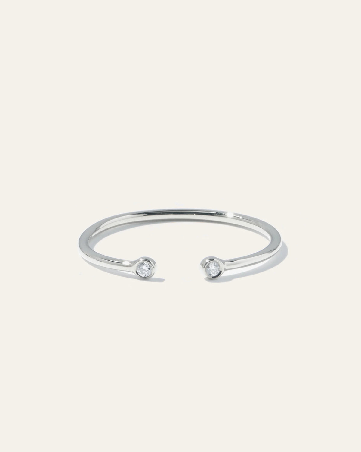 14K Gold Diamond Bezel Open Ring - 4 / White Gold Main image