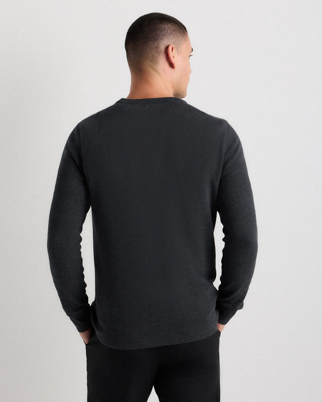 100% Organic Cotton Pique Crewneck Sweater - S / Moonstone Blue