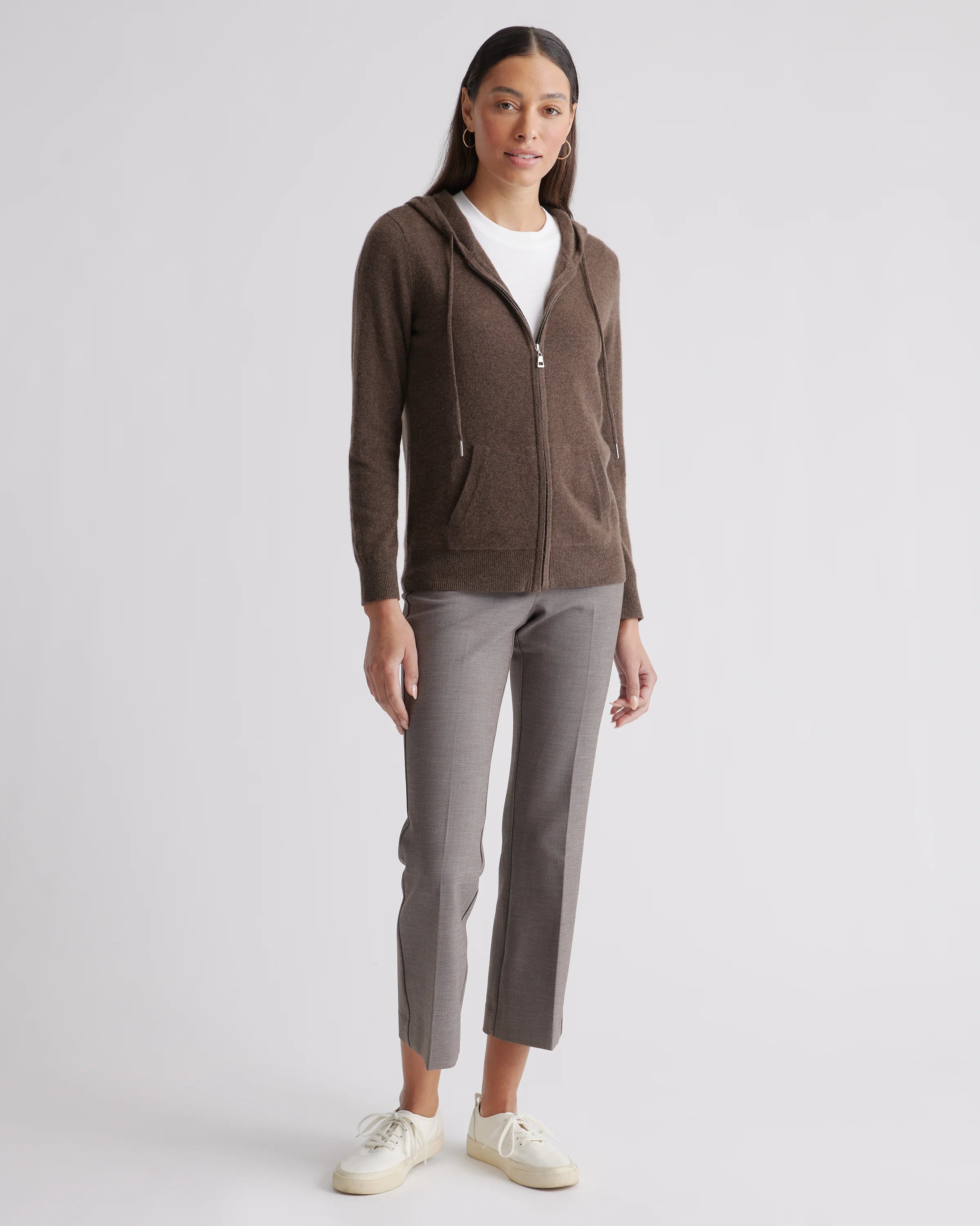 Mongolian Spring Cashmere Full-Zip Hoodie - XS / Brown Secondary image