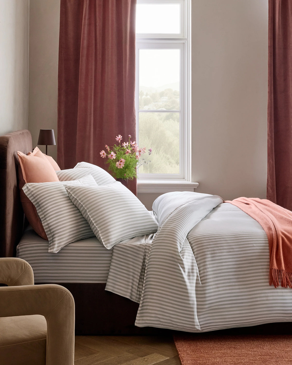 Bamboo Stripe Duvet Cover Set - Twin / Double Stripe Espresso
