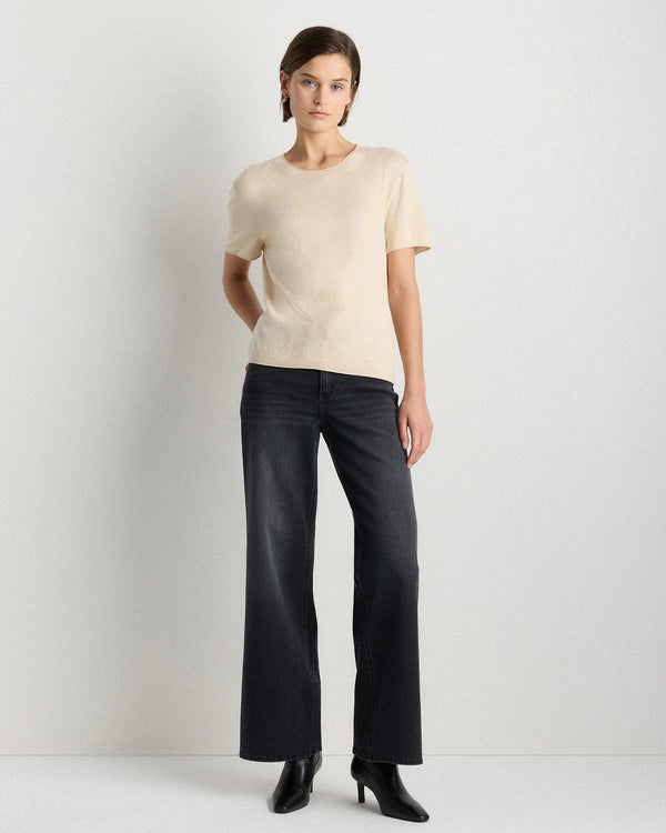 Lightweight Cotton Cashmere Relaxed Sweater Tee - XS / Sugar Stone
