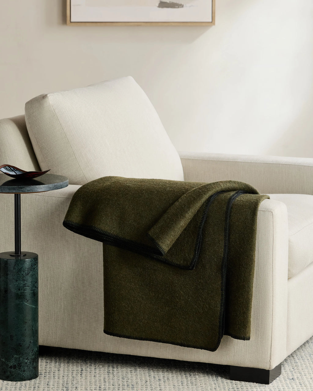 Wool Whipstitch Throw - 50x70 / Olive