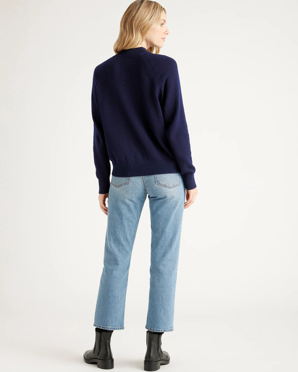 100% Organic Cotton Mock Neck Sweater - XS / Ivory